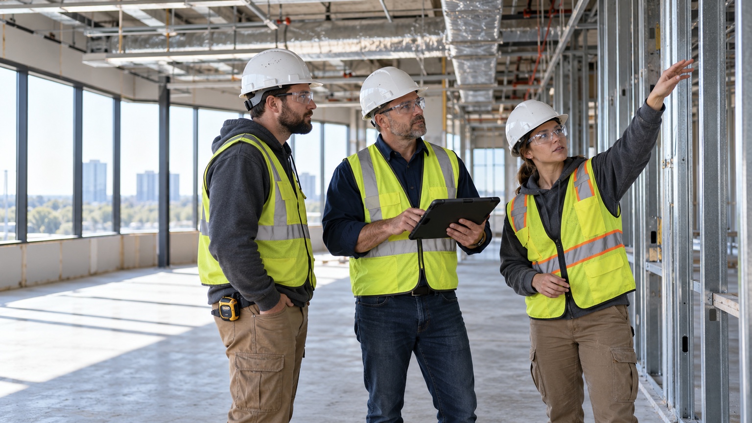Trade coordination discussion on a commercial construction project